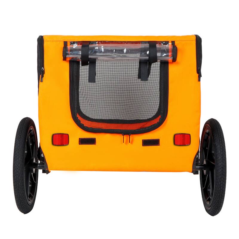 Outdoor Heavy Duty Collapsible Pet Bike Trailer with 16-Inch All-Terrain Wheels & Universal Hitch, Foldable Carrier Cart