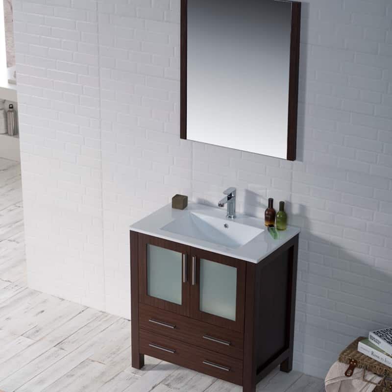 Blossom Solid Wood Double Bathroom Vanity w/ Ceramic Sink & Base