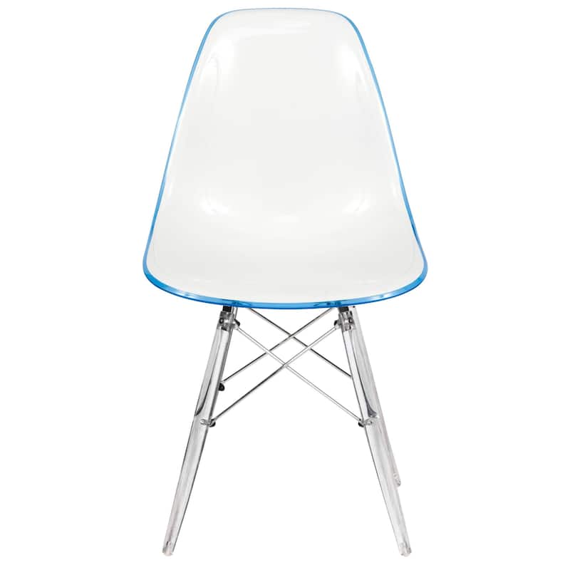 LeisureMod Dover Molded Side Chair with Acrylic Base, Set of 4 - Red - 36 x 32.4 x 16.25