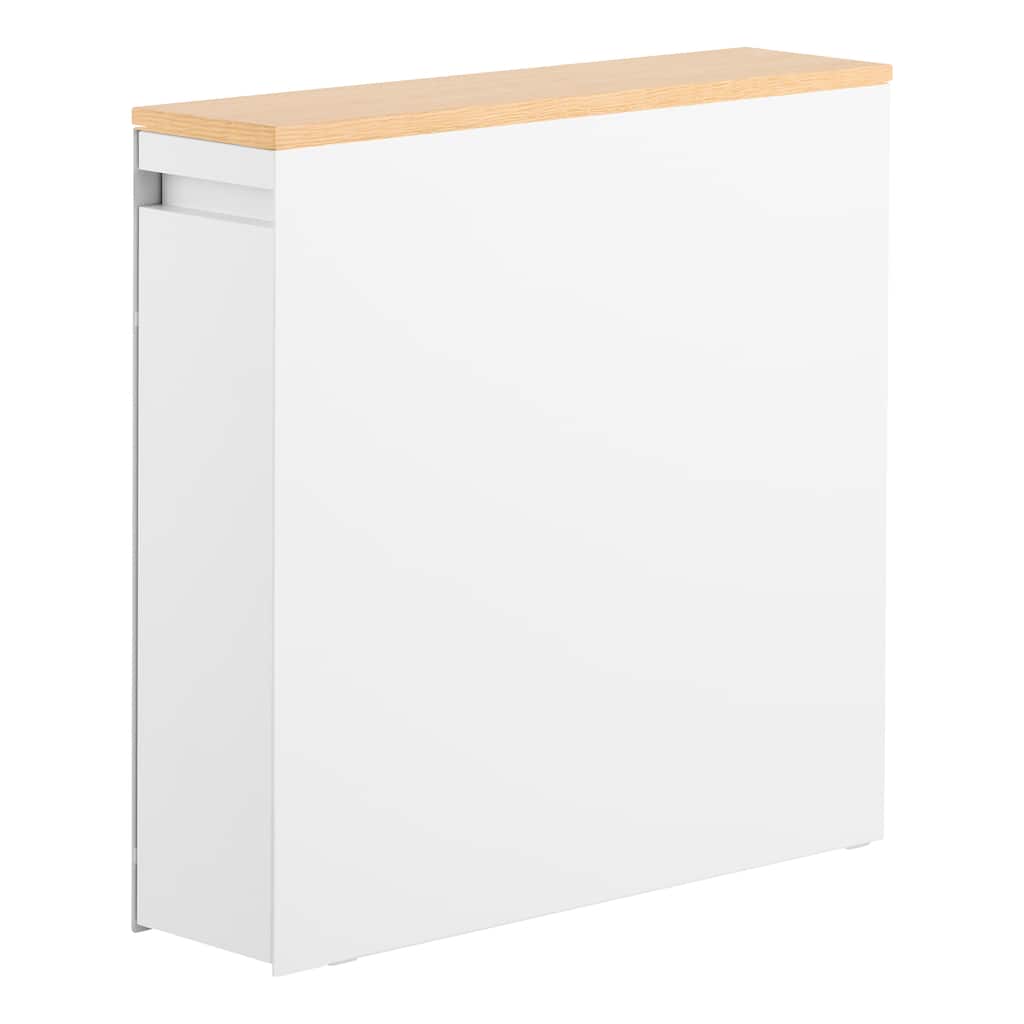 Yamazaki Home Pull-Out Bathroom Storage Cabinet, Steel and Wood - L 22.05 x W 5.51 x H 21.65 inches