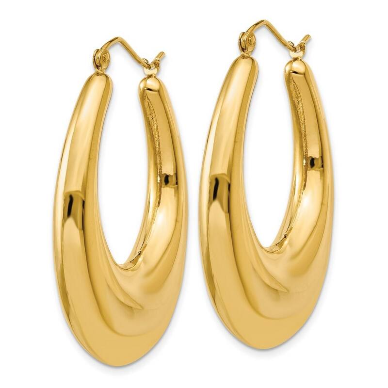 Curata 14k Yellow Gold Polished Hoop Earrings - 22x7mm