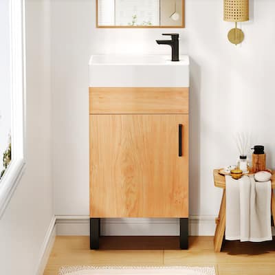 Moasis 16.2" Free-Standing Single Bathroom Vanity with Ceramic Basin