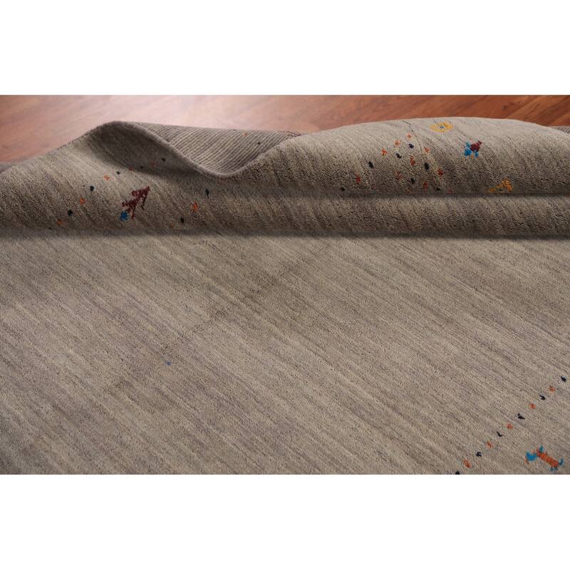Contemporary Gabbeh Rug Hand-Knotted Beige Modern Wool Carpet - 5'3" x 7'8"