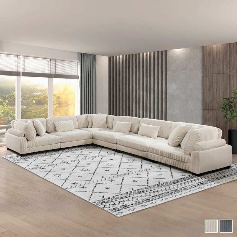 Braidy Corduroy 6-Piece Modular Sectional Sofa