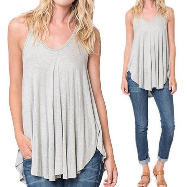 Shop Fashion Women Summer Loose Top Sleeveless Blouse Ladies