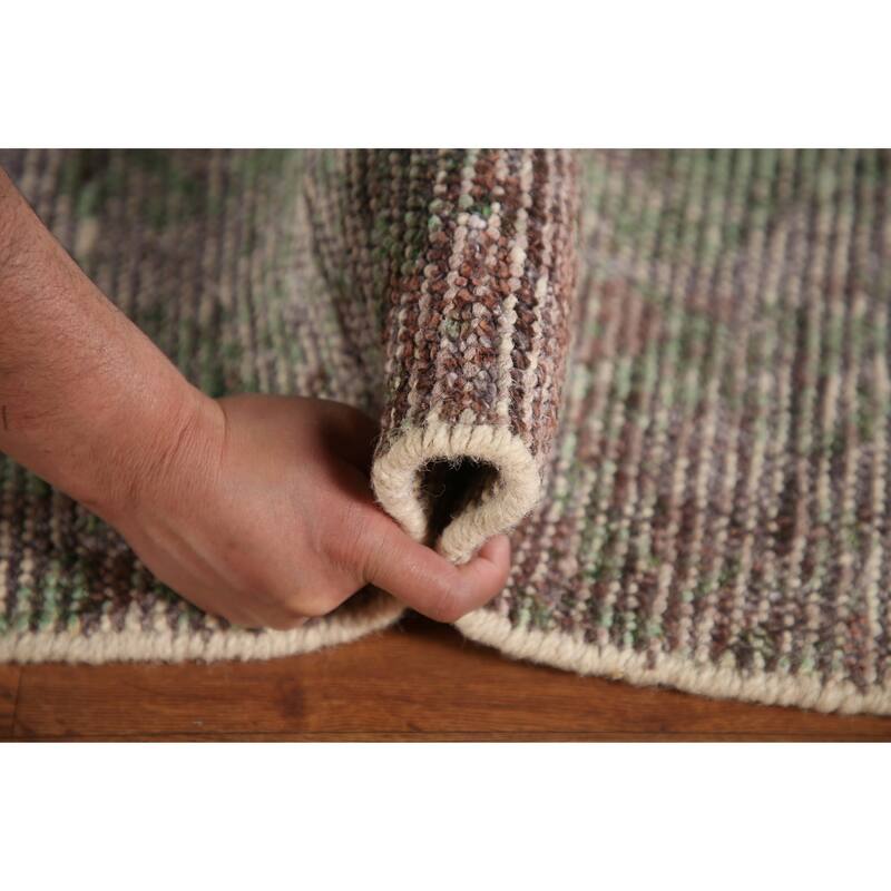 All-Over Abstract Modern Area Rug Hand-Knotted Wool Carpet - 8'2"x 9'10"