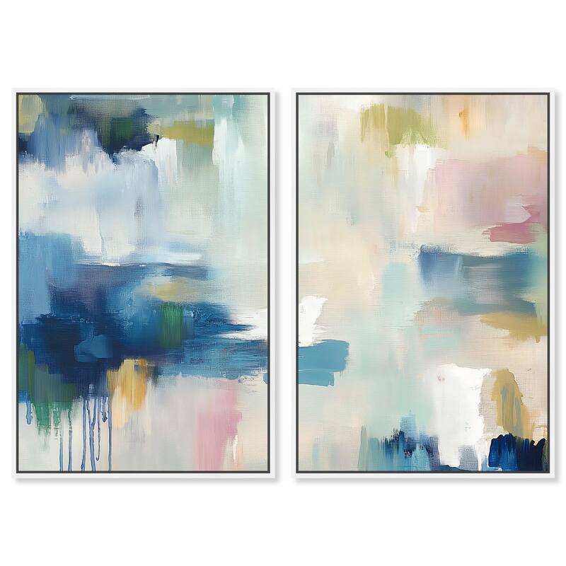 Pale Periwinkle I Canvas Set of 2 by Art Remedy - 16" x 24" - White
