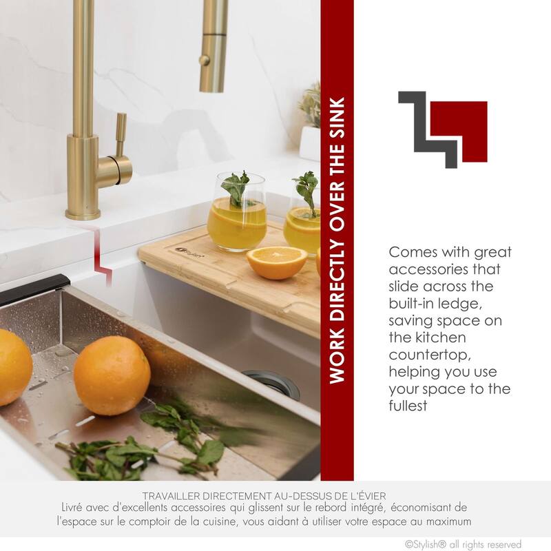 STYLISH Undermount 30" Workstation Single-Bowl Composite Granite Kitchen Sink - 30" x 21" x 10"