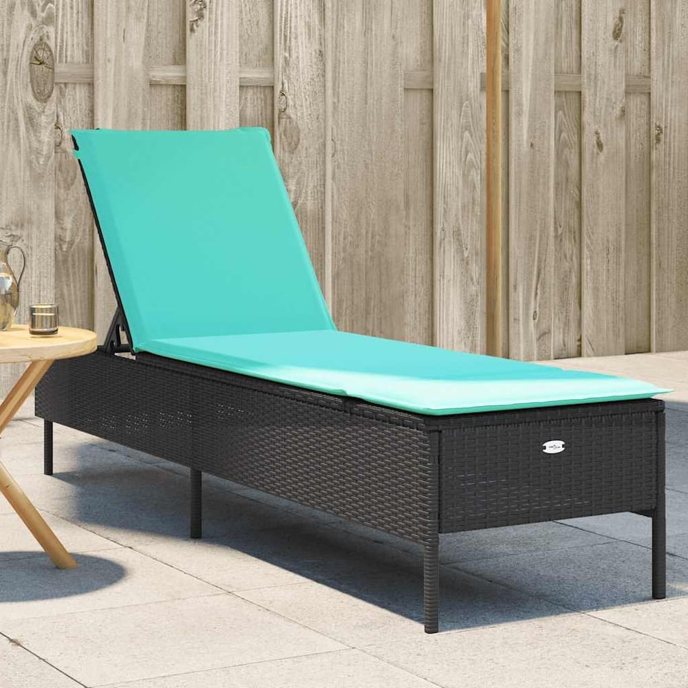 vidaXL Sun Lounger with Cushion Chaise Lounge Poly Rattan Brown/Gray/Black - 21.7 x 78 x 38.2