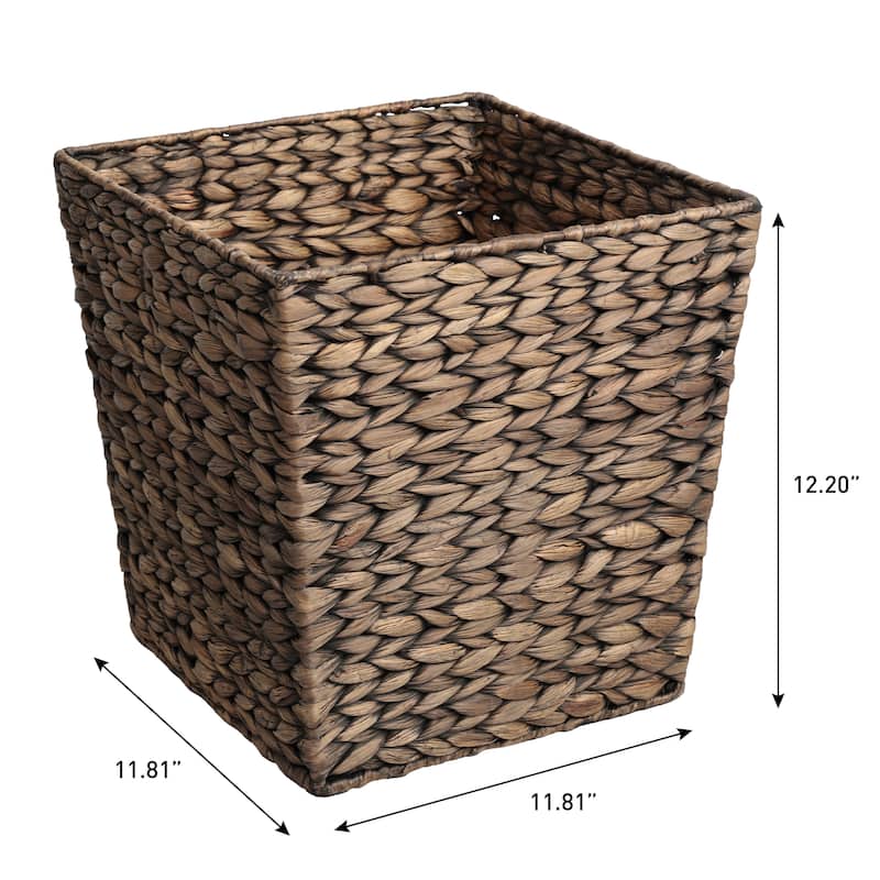 Theo Farmhouse Handwoven Water Hyacinth 4.8-Gallon Tapered Square Wicker Watebasket (Set of 2)