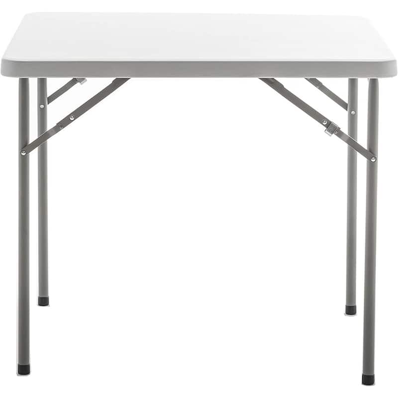 BTEXPERT 5 Piece Folding Card Table Set, 34" Square Granite White Plastic Table 4 Adult Chairs for Party Home Indoor Outdoor