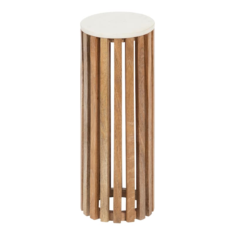 Kate and Laurel Paynter Marble Drink Table - 9" Diameter - Natural - Marble