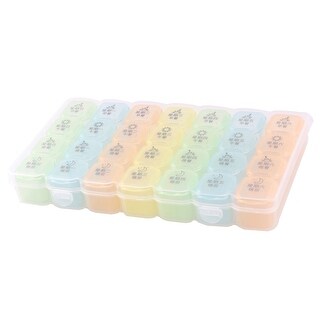 Shop Travel Plastic Rectangle 28 Compartments Weekly Medicine Capsule Pill Box Clear Black On Sale Overstock 28798075