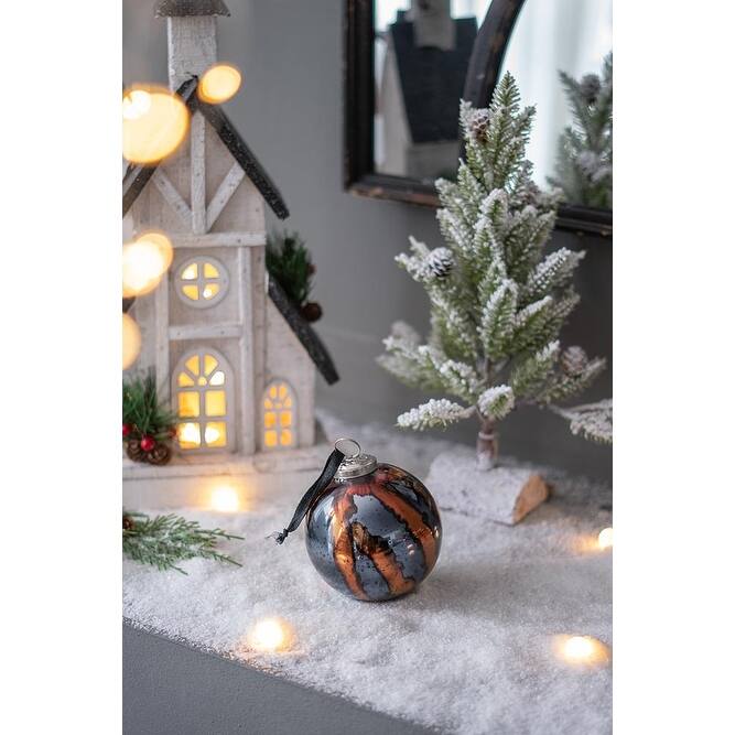 D3.9" Christmas Ball Ornaments, Glass Decorative Hanging Ball Christmas Tree Ornaments for Holiday Decorations, Set of 6