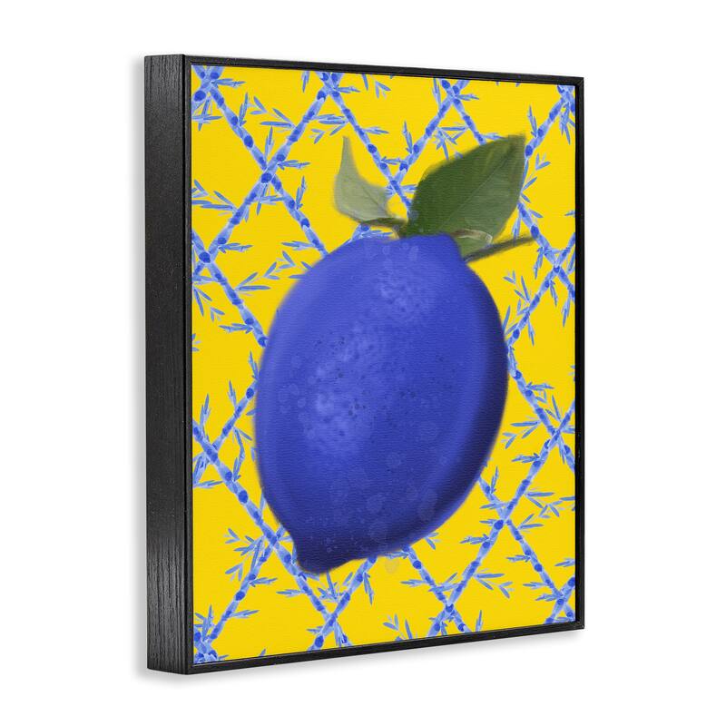 Stupell Blue Lemon over Yellow Framed Giclee Art Design By Matthew Piotrowicz