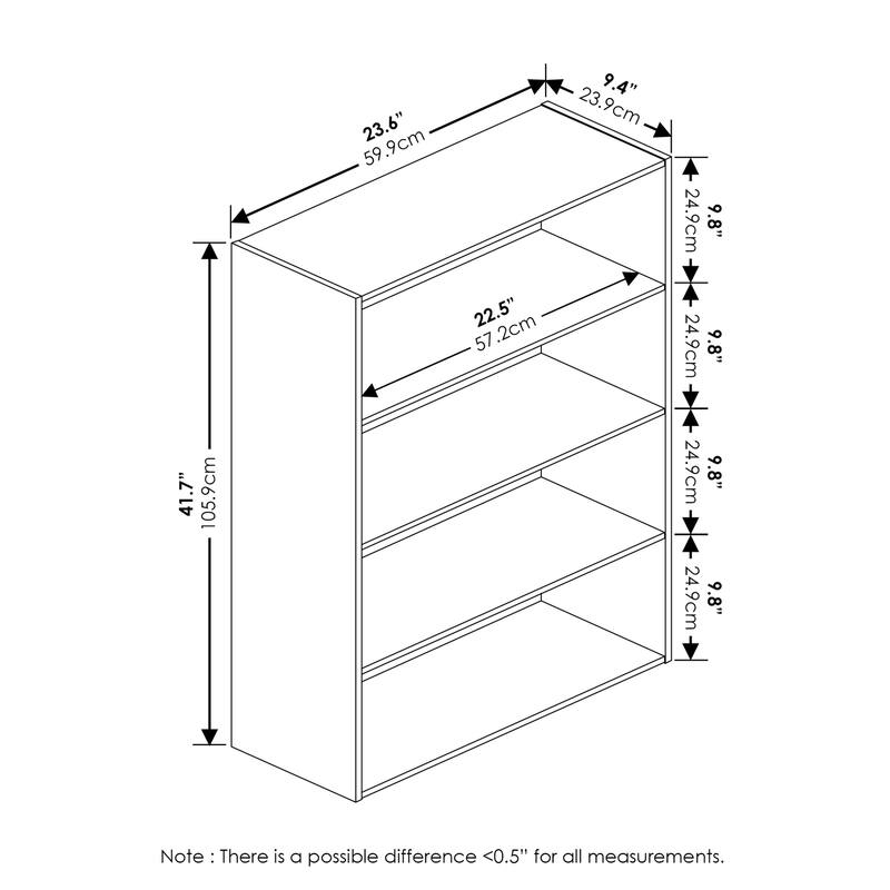 4 Tier Open Shelf Bookcase - White Storage Organizer for Living Room Bedroom