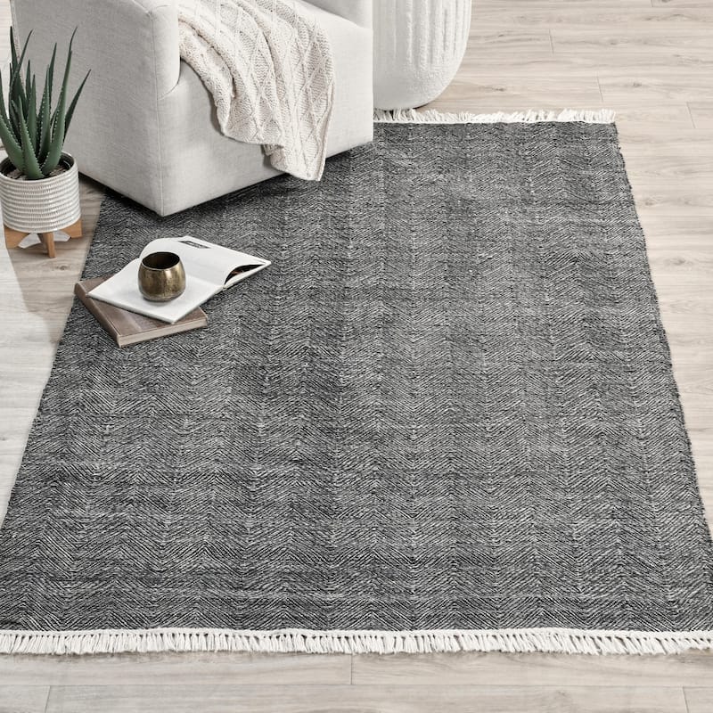 Miller Handwoven Indoor Outdoor Area Rugs by Kosas Home - 8 x 10 - Charcoal