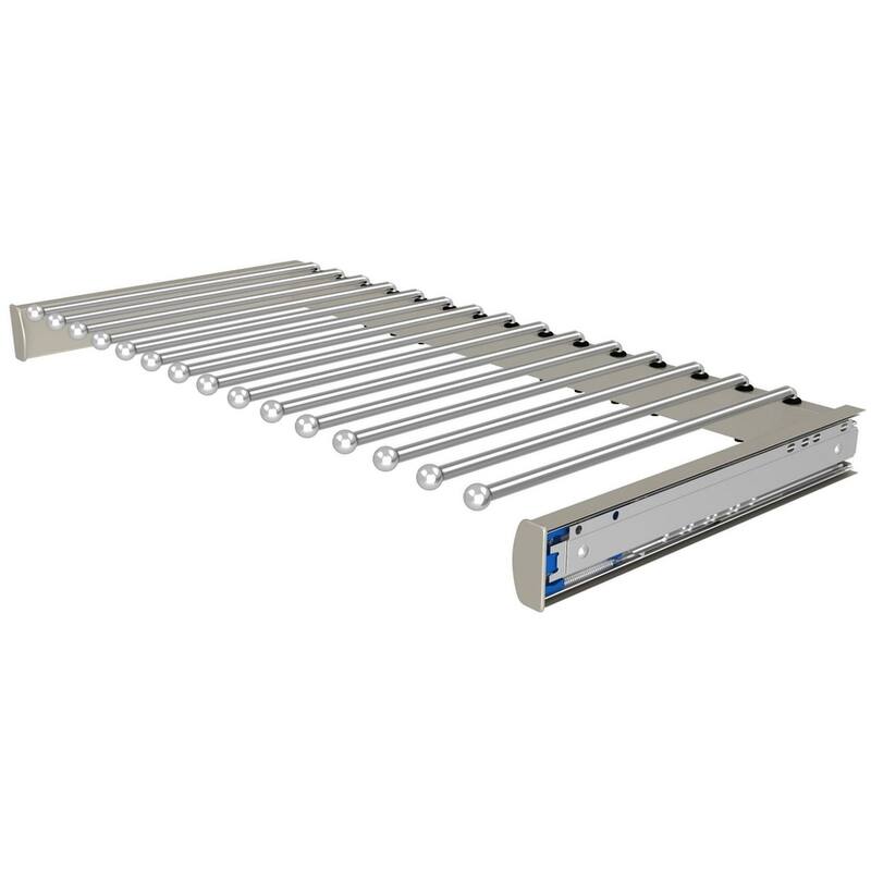 Rev-A-Shelf 30 Inch Pull Out Pant Rack with Soft Close - Satin Nickel