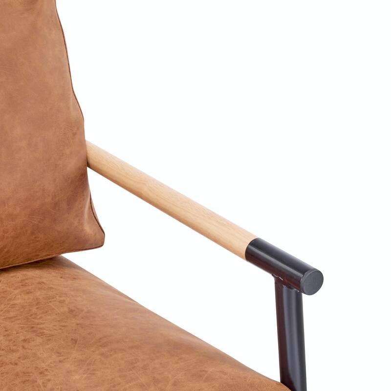 Minimalist Armchair - Soft Cushions, Wood/Metal Design, Compact
