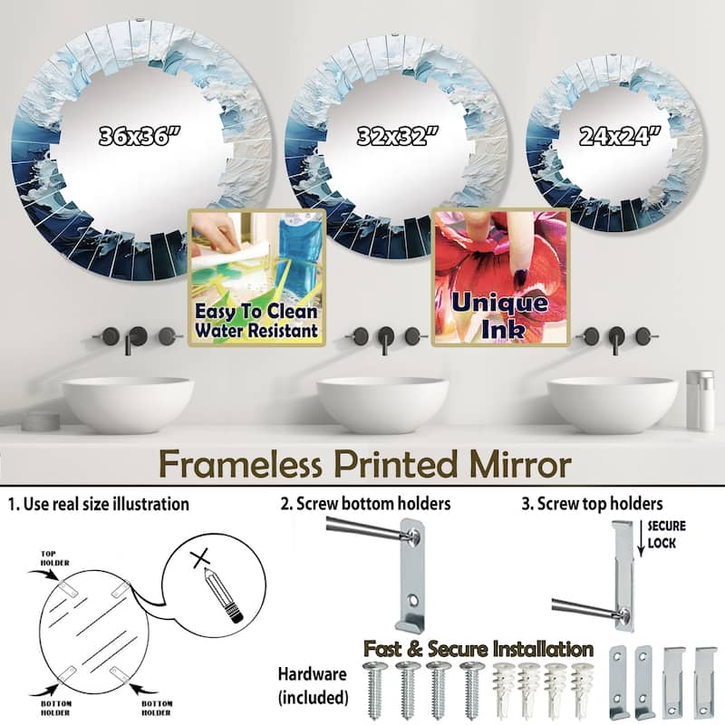 Designart "Coastal Waves Rhythmic Coastal II" Nautical & Beach Modern Wall Mirror