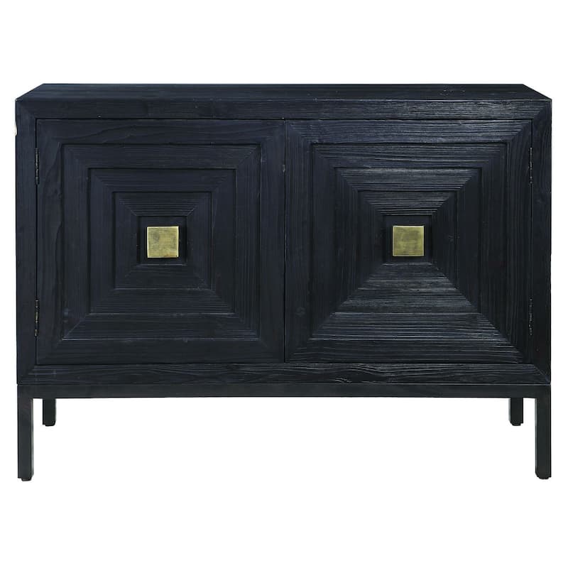 43" Black and Bronze Contemporary 2 Door Cabinet