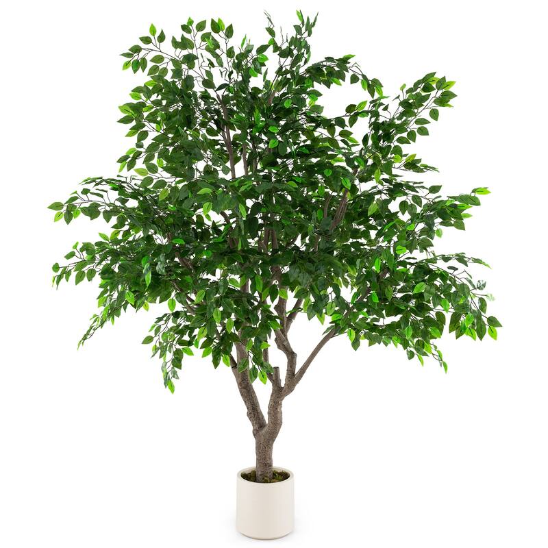 Gymax 8.2 FT Tall Artificial Ficus Tree w/ Leaves Wide Stable - Green