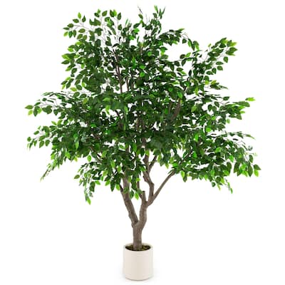 Gymax 8.2 FT Tall Artificial Ficus Tree w/ Leaves Wide Stable