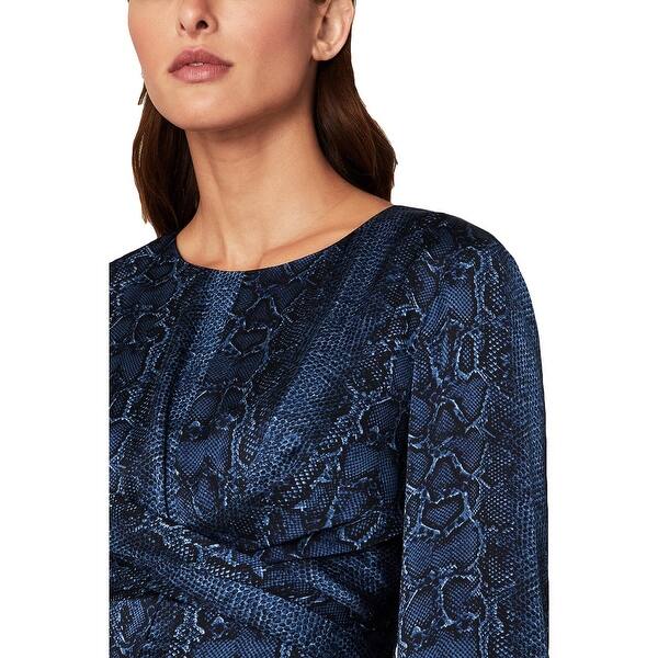 Bcbgmaxazria Women's Snake Print Faux Wrap Midi Dress Blue Size Xx-Small -  Bed Bath & Beyond - 40576648