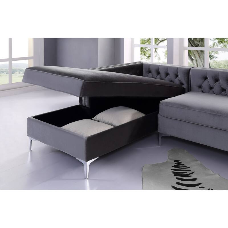 Dante Velvet Chaise Sectional Sofa