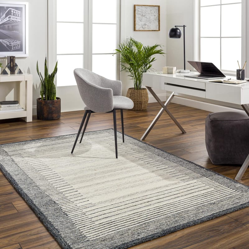Livabliss Granada Casual Stripe Area Rug - Grey/Beige - 5' x 7' 6"