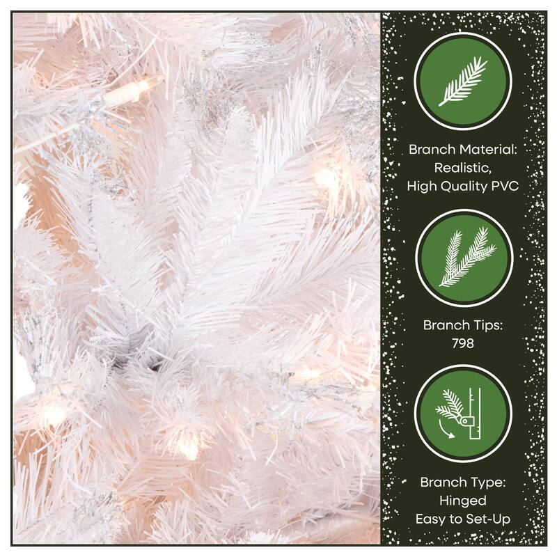 National Tree Company 6.5 ft Pre-Lit Winchester Pine Artificial Christmas Tree, 400 Clear Lights, Silver Glitter, Includes Stand