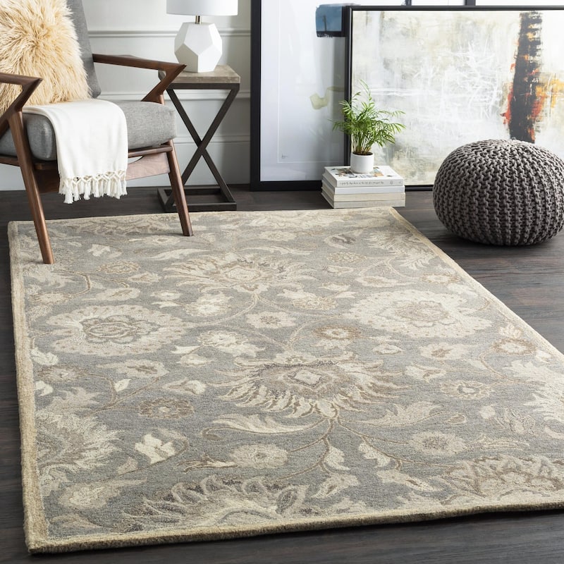 Livabliss Caesar Updated Traditional Paisley Hand Tufted Area Rug. - Taupe - 4' x 4' Square