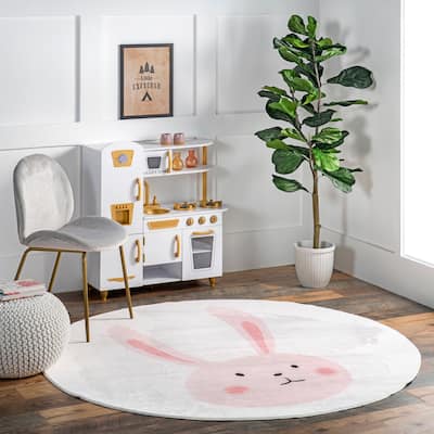 Nuloom Crystal SpinClean Rabbit Kids Machine Washable Area Rug