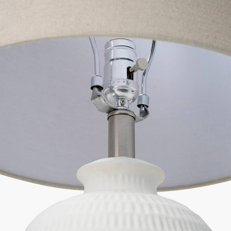 Nourison 24" White Textured Ceramic Farmhouse Table Lamp