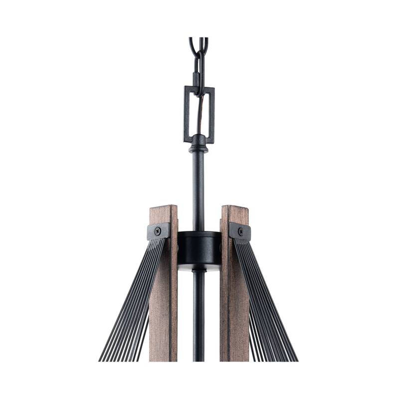 Brio Lighting Zenith Black & Wood Modern 4 Light Pendant Light