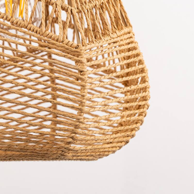 YANSUN 1-Light Woven Rope Pendant Light, Farmhouse Hanging Ceiling Fixture for Dining Room or Entryway (No Bulbs Included)