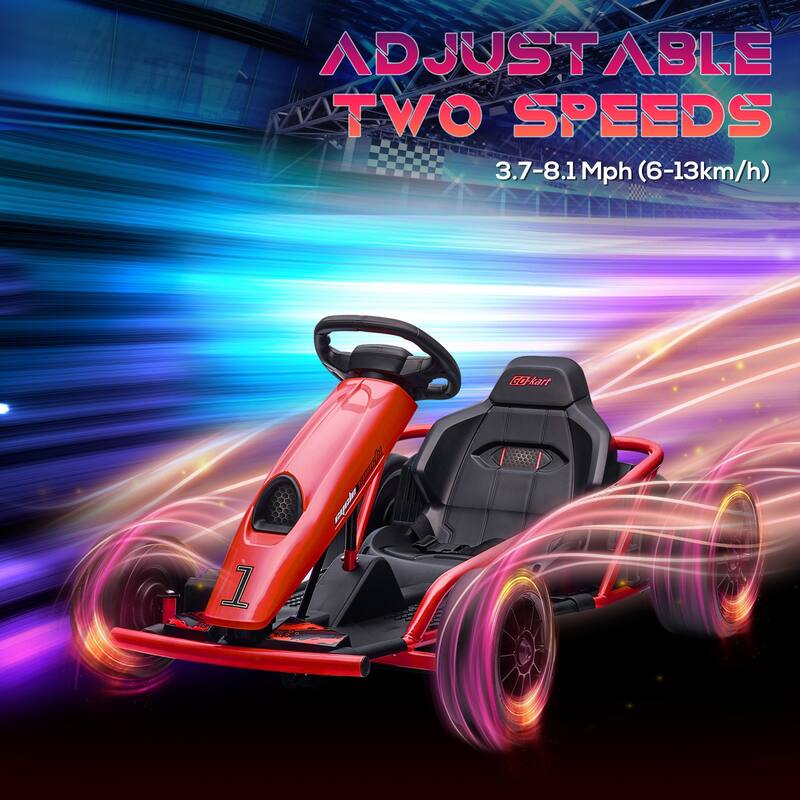Dual Drive Motor Drift Kart, Stylish Outdoor Electric Car Toy with Seat Belt, Exclusive Kids Car with Backrest