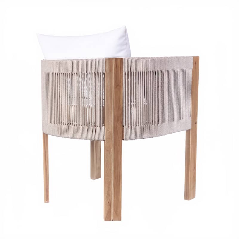 Christopher Knight Home - Aurelia Modern Acacia Wood Outdoor 9-Piece Dining Set with Woven Rope Back Chairs and Cushions