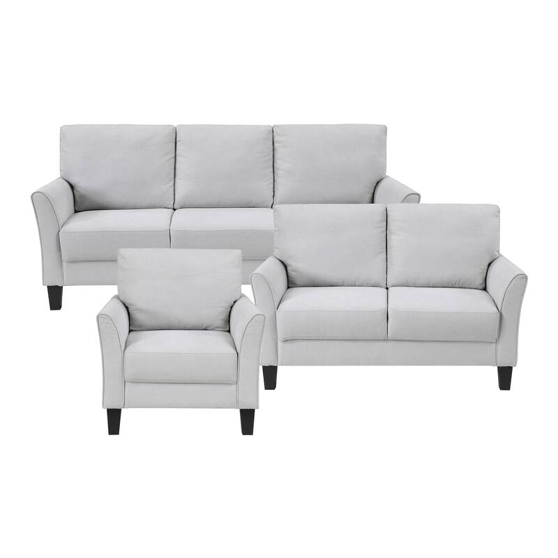 Felix Textured 3-Piece Living Room Set - Wood Finish Exposed Feet - Gray