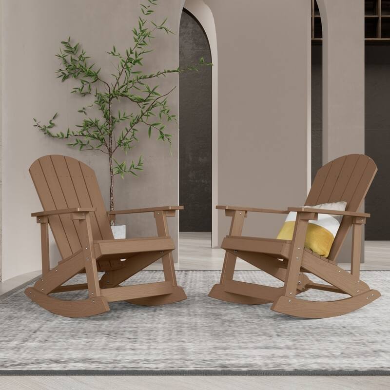 WINSOON HIPS All Weather Outdoor Indoor Oversized Rocking Chair,Adirondack Rocking Chair Set of 4