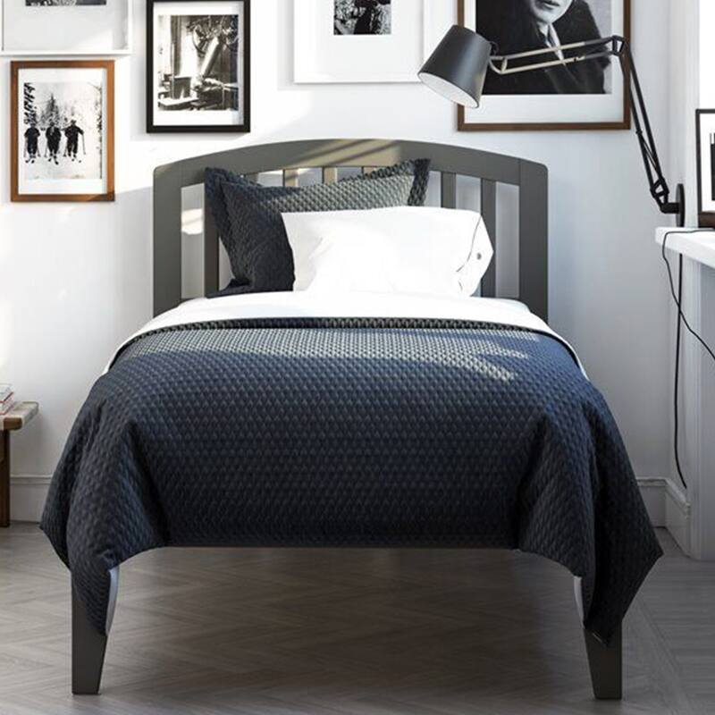 Twin Solid Wood Platform Bed in Gray