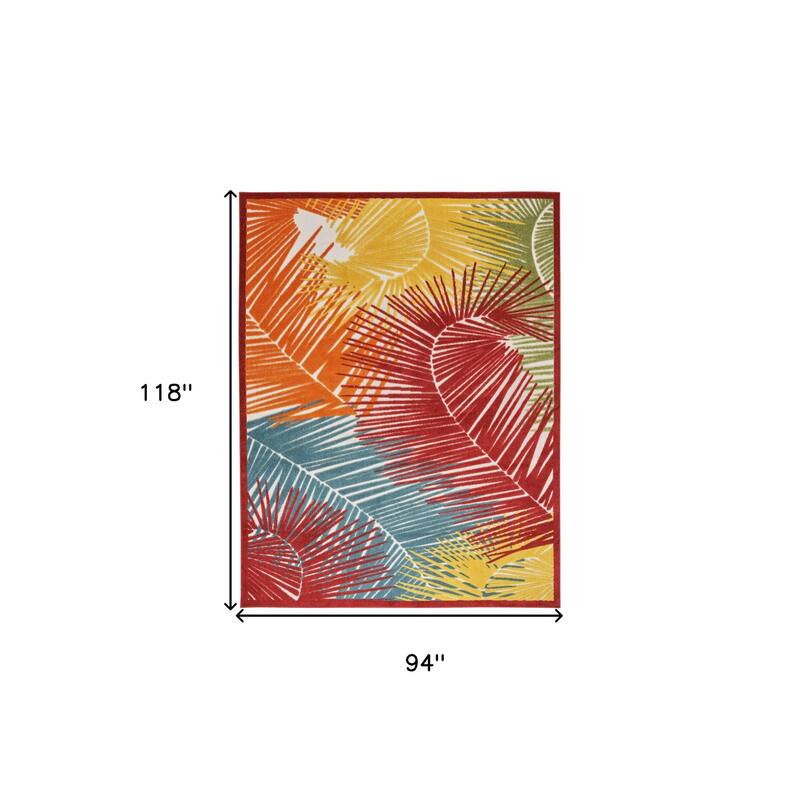 HomeRoots Palm Leaf Contemporary Rectangle Outdoor Rug - 8' X 10'