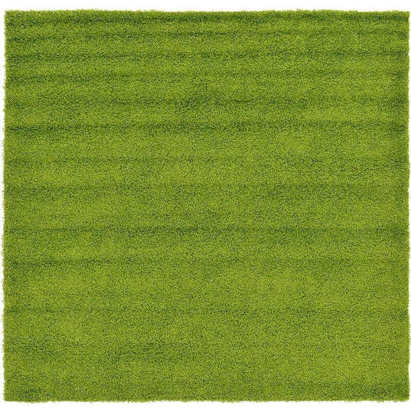 Shag Laurian Collection Area Rug - 8'2" Square - Grass Green