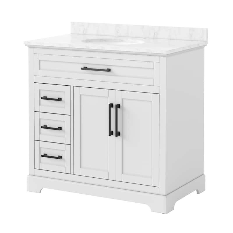 Bathroom Vanity with Marble Top and Sink