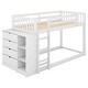 preview thumbnail 6 of 7, Modern Style Solid Construction Twin over Twin Bunk Bed with Attached Cabinet and Shelves Storage.
