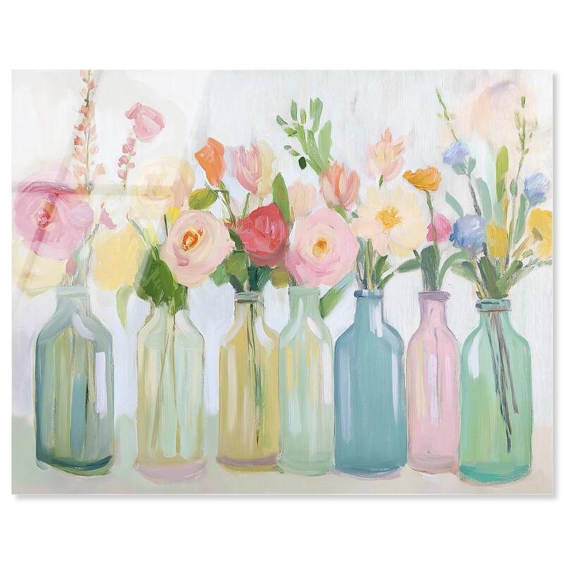 Bottled Blooms Acrylic by Art Remedy, Ready to Hang - 45" x 36"