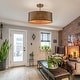 preview thumbnail 4 of 10, Artisan Antique Bronze Metal Drum Chandelier