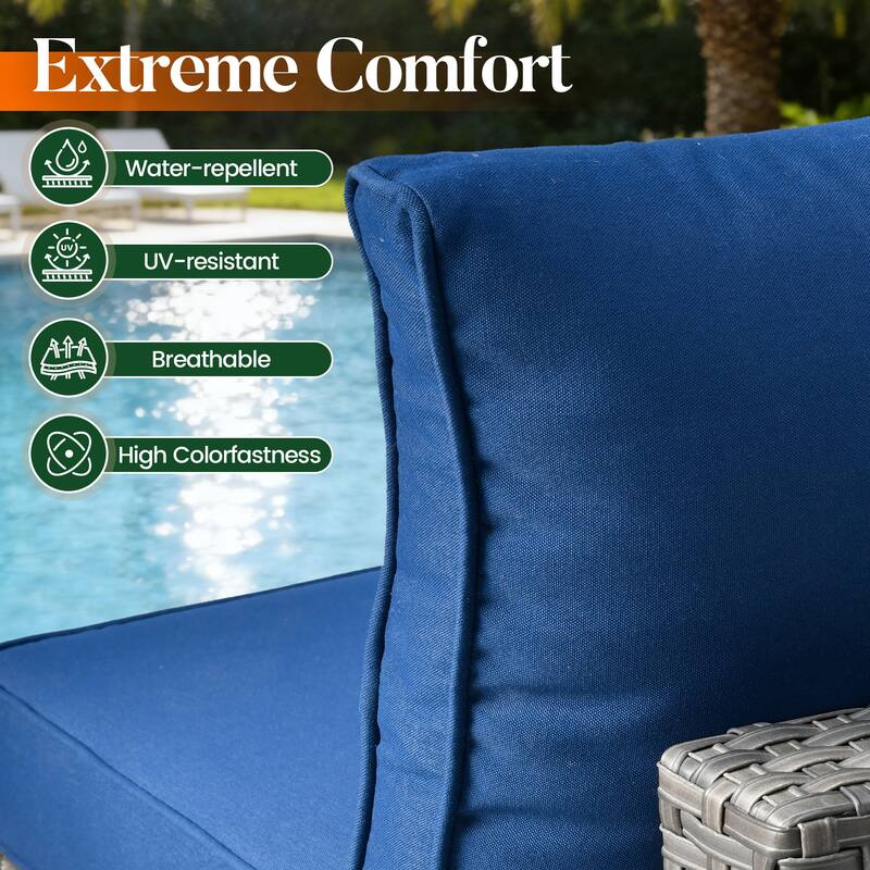 HOOOWOOO 8-piece Grey Wicker Patio Furniture Set Sectional Sofa with Fire Pit Table