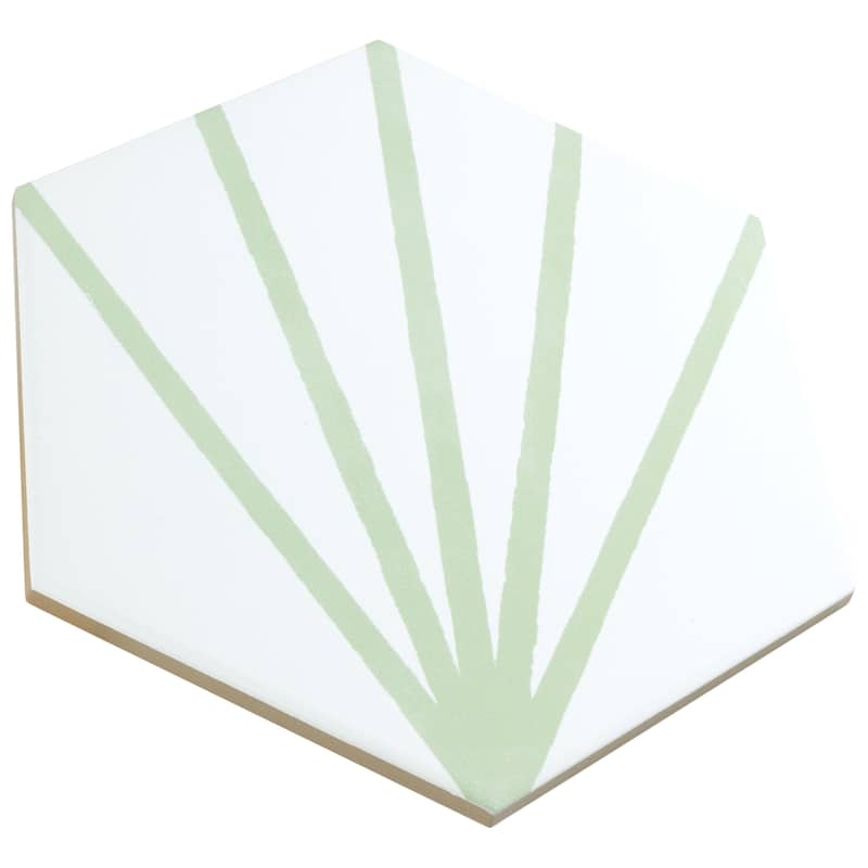 Merola Tile Horizon Dawn Hex Verde 7-3/4" x 9" Porcelain Floor and Wall Tile