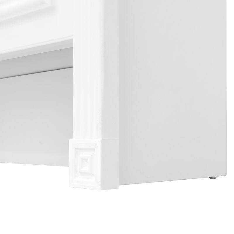 Anmytek White 54.7'' Hall Tree with Integrated Shoe Cabinet and Mirrored Cabinet Door
